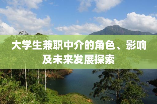 大学生兼职中介的角色、影响及未来发展探索