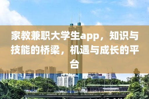 家教兼职大学生app，知识与技能的桥梁，机遇与成长的平台